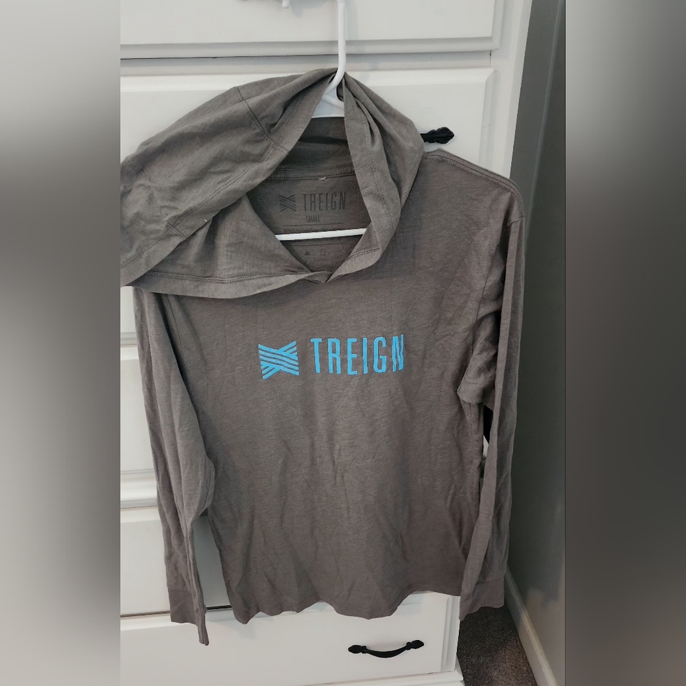 Treign Small Women's Hoodie Hooded Long Sleeve Shirt Grey Gray Pullover Top